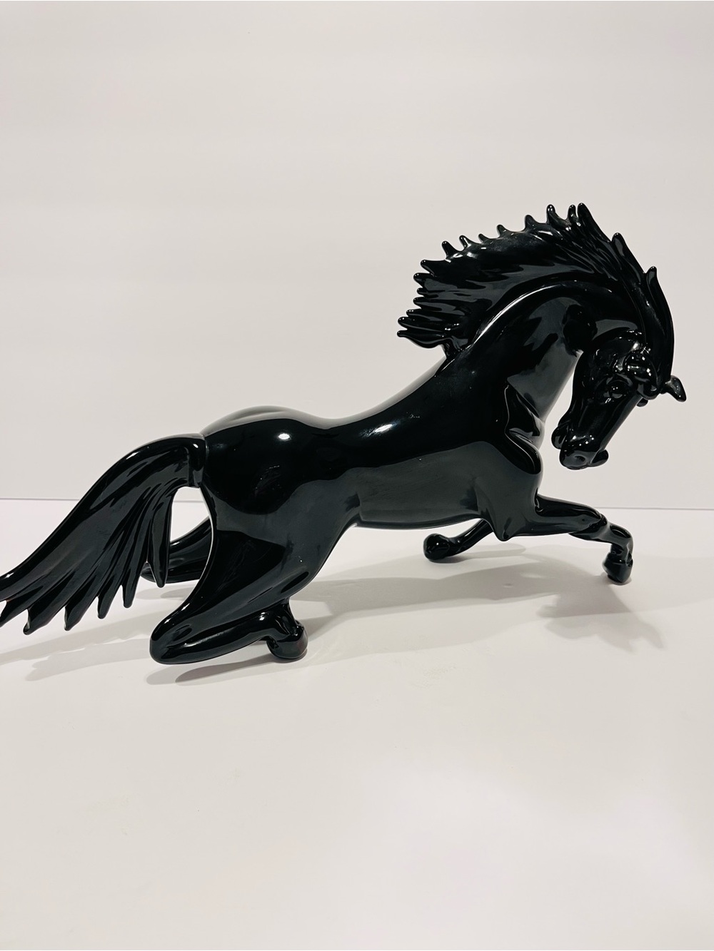 Vintage Murano Art Black Glass Horse Sculpture by Giovanni Dalla.